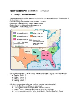 Preview of Reconstruction Test Questions