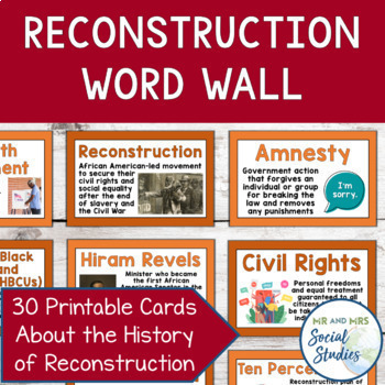 Preview of Reconstruction Word Wall | Reconstruction Era and Amendments