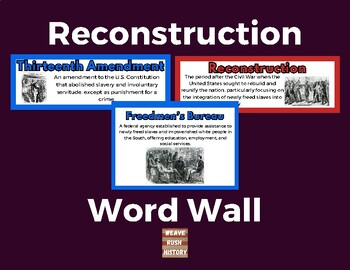 Preview of Reconstruction Word Wall w/images