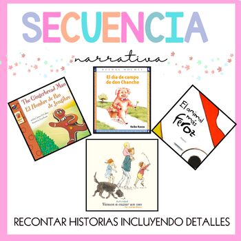 Preview of Recontar y secuencia del cuento/Retelling and sequencing stories bundle