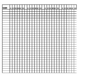 Preview of Record Book Blank Sheet for Scored Writing Samples Six Strands