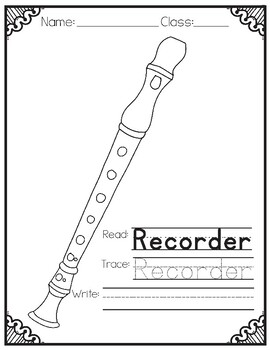 Recorder - 3 pages by Primary Painters | TPT