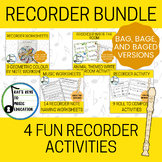 Recorder Activity Bundle - 4 Fun Music Activities and Cent
