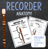 Recorder Anatomy Music Worksheet and Quiz
