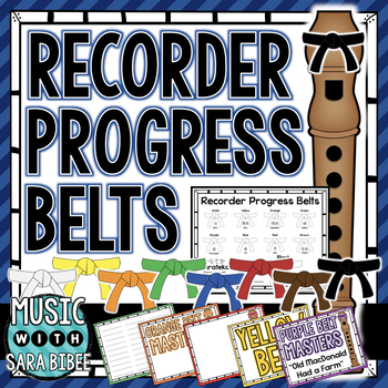 Preview of Recorder Belt Progress Posters (Editable PPT Option Available)