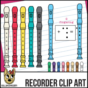 Preview of Recorder Clip Art with Fingerings