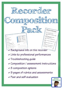 Preview of Recorder Composition Pack *remote or in-person* with rubrics