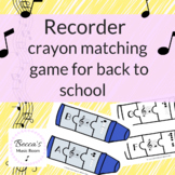Recorder Crayon Matching Game for Back to School Music Review