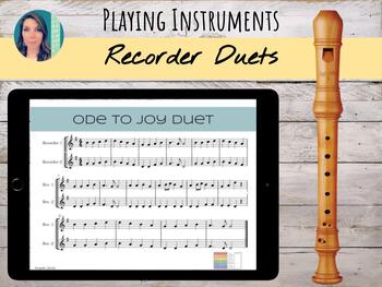 Preview of Recorder Duets Song Book for Music Class with Rubrics