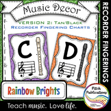Recorder Fingering Chart Posters v2 - Music Decor Rainbow Brights
