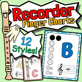 Preview of Recorder Fingering Charts | Middle C to High G! Includes (F# & Bb)