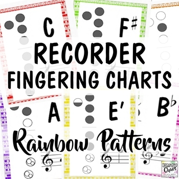 Preview of Recorder Fingering Charts: Rainbow Patterns Music Room Decor