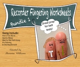 Recorder Fingering Practice Worksheets - Bundle