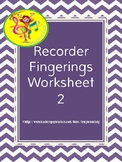 Recorder Fingerings Worksheet D-C-B-A-G-F
