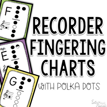Preview of Recorder Fingering Charts ~ Polka Dot Edition