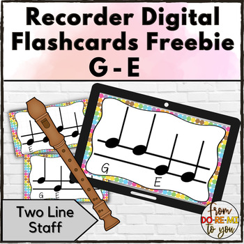 Preview of Recorder Flashcards G-E Five Line Staff *Freebie*