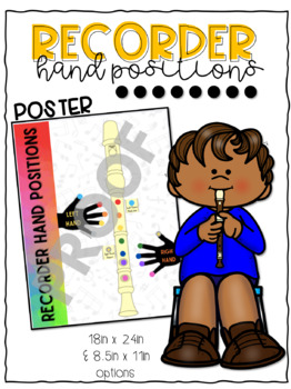 Preview of Recorder Hand Position Poster (Bright Rainbow)