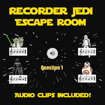 Preview of Recorder Jedi Digital Music Escape Room - Includes Audio Clips of BAG Patterns