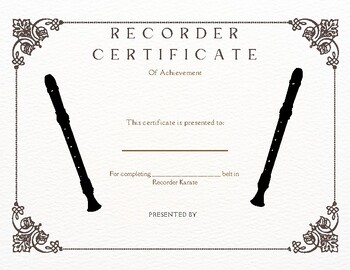 Preview of Recorder Karate Award