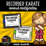 Recorder Karate Award Certificates EDITABLE