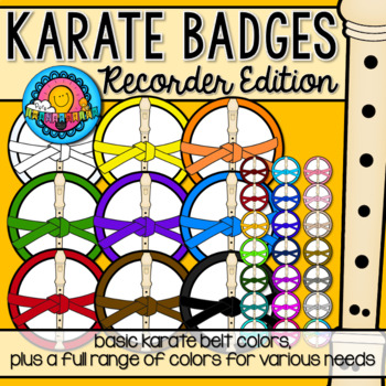 Preview of Recorder Karate Belt Achievement Badges 30 Colors Digital or Print