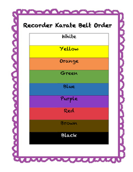 Recorder Karate Belt Chart by Conscious Classroom | TpT