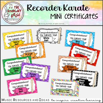 Preview of Recorder Karate - Mini Certificates