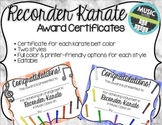 Recorder Karate / Dojo Volume 1 Certificates + Fully Edita