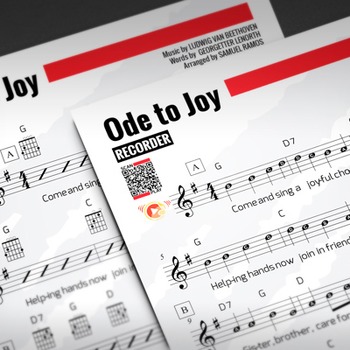 Preview of Recorder Sheet Music: Ode to Joy - Beethoven w/ Fingering Chart