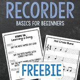 Recorder Learn a Song Poster and Hot Cross Buns Sheet Musi