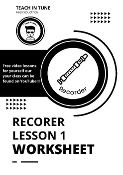 Preview of Recorder Lesson 1 Worksheet-Demo