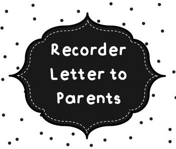 Preview of Recorder Letter to Parents