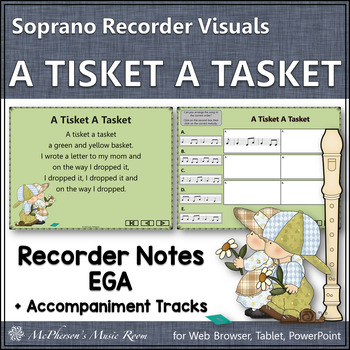Preview of Recorder Music and Song A Tisket A Tasket Interactive Visuals {Notes EGA}