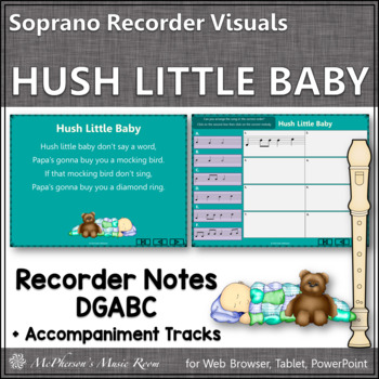 Preview of Recorder Music and Song Hush Little Baby Interactive Visuals {Notes DGABC}