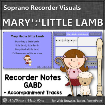 Preview of Recorder Music and Song Mary Had a Little Lamb Interactive Visuals {Notes GABD}