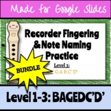Recorder Note Naming and Fingering [BUNDLE] - LEVELS 1-3