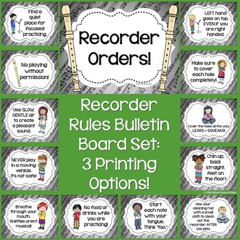 Preview of Recorder Orders Recorder Rules Posters in Color, B/W, and Ink-Saver Options