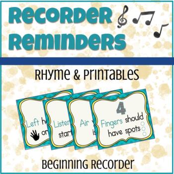 Preview of Recorder Reminders | Rhyme & Printables for Beginning Recorder