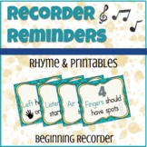 Recorder Reminders | Rhyme & Printables for Beginning Recorder