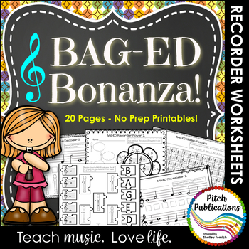 Preview of Recorder Resource: BAG-ED Bonanza - 20 Page No-Prep Recorder worksheets!