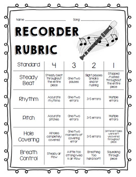 Preview of Recorder Rubric