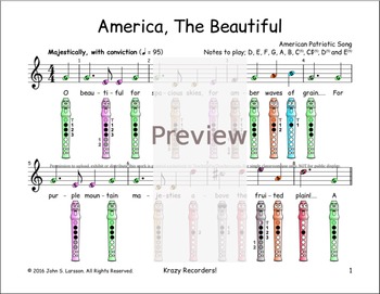 log grade sheet Beautiful Recorder  The Recorder by Music America Sheet