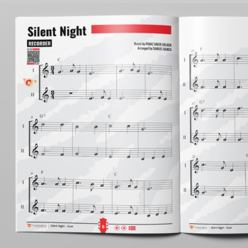 Preview of Silent Night - Christmas Carol (Duet) | Recorder Sheet Music & Performance Trax
