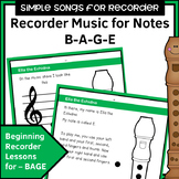 Simple Songs for Recorder - B A G E,