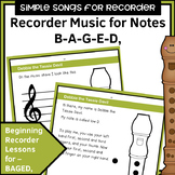 Simple Songs for Recorder - B A G E,D,