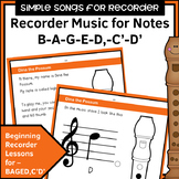 Simple Songs for Recorder - B A G E,D,C' D'