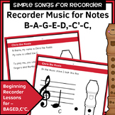 Simple Songs for Recorder - B A G E,D,C' D' C,