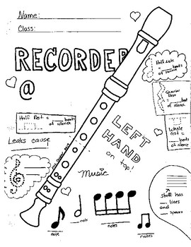 Coloring Music Recorder Pages Clipart Flute Colouring Recorders ...