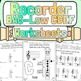 Recorder Worksheets - Low CDEF-BAG