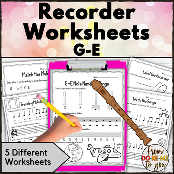 Preview of Recorder Worksheets for Centers or Stations Activities G-E